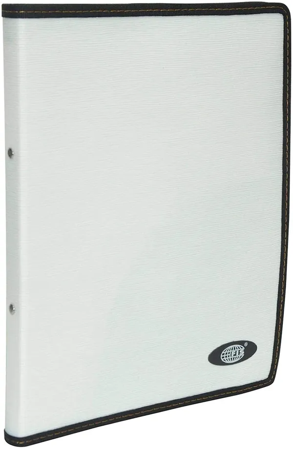 FIS Zipper Folio Ring Binder With Docket 2 Ring Binder White And Black