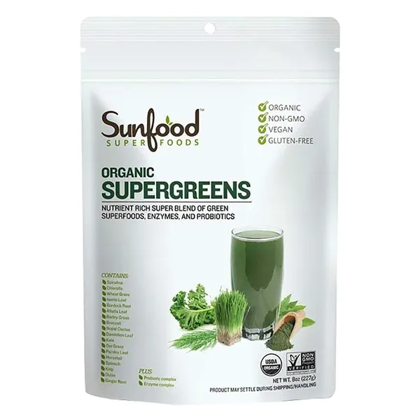 Sunfood Superfoods Organic Supergreens Powder 227g 28434 Wholesale