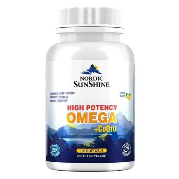 Nordic Sunshine High Potency 1280MG Omega and 100MG CoQ10 100 Softgels