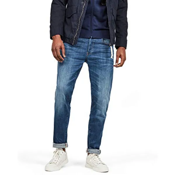 SZ Medium Indigo Aged 89686028 GStar Raw Men's 3301 Straight Tapered