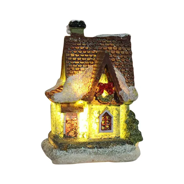 Christmas Scene Houses Building House with Warm LEDs Light Battery
