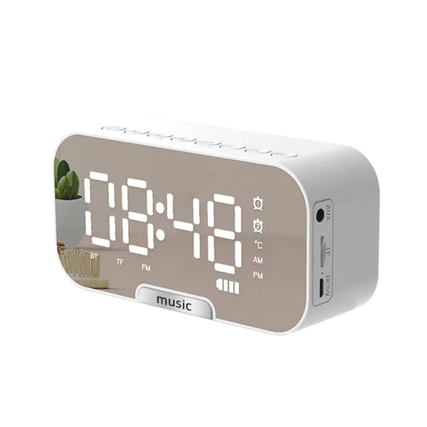 Digital Mirror Surface Alarm Clock with BT Speaker and FM Radio and
