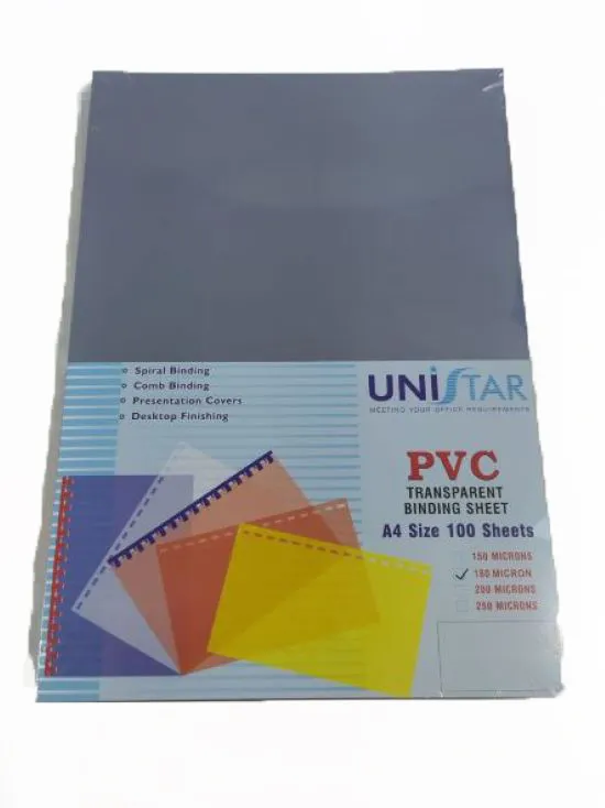 UNISTAR Binding Sheet A4 180mic Clear Wholesale Tradeling
