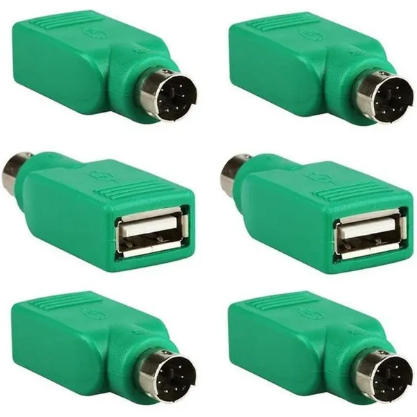 Nibeminent 6 Pieces PS2 to USB Female PS/2 Adapter PS2 Male to USB