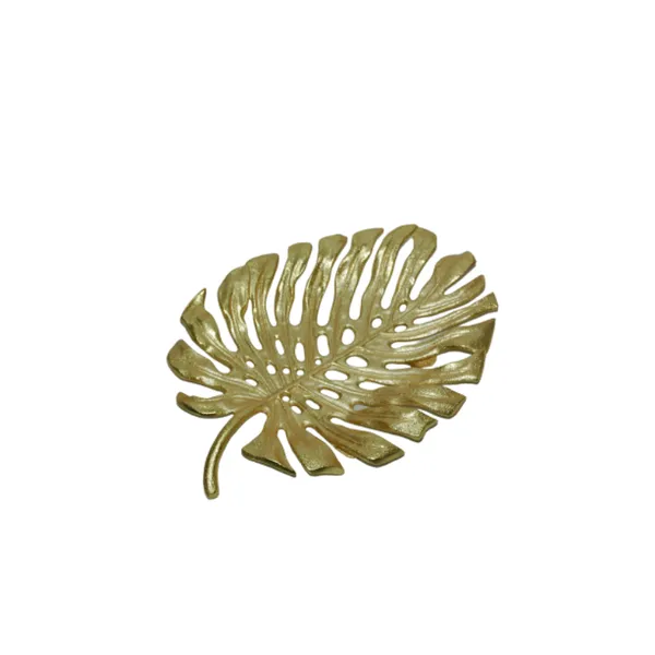 Craftec Impex Leaf Shaped Serving Tray Gold Wholesale Tradeling