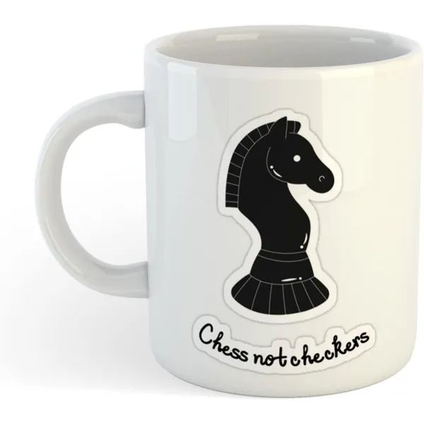 Voltx Design Chess not Checkers Printed White Ceramic Tea and Coffee