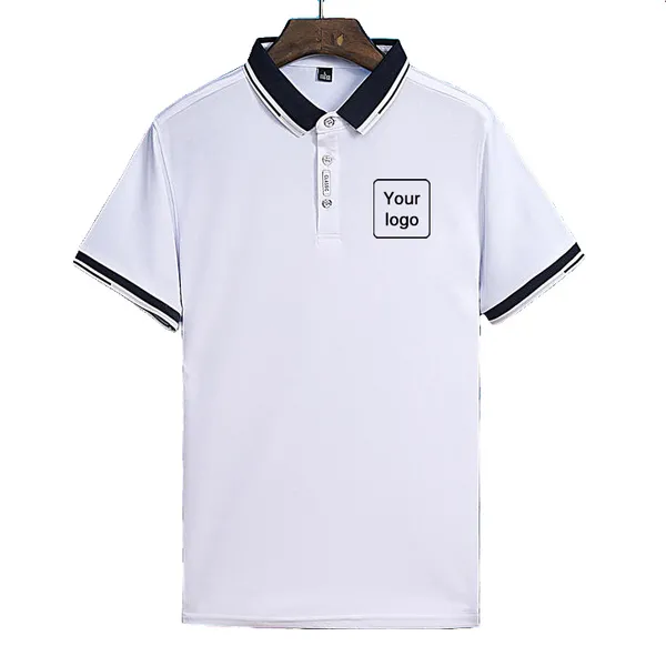 Lanyu Milk Fiber Bicolor Collar White Polo Shirt with Custom Logo ...
