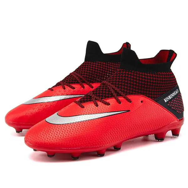 Men And Child FG Soccer Shoes High Ankle Football Boots Firm Ground