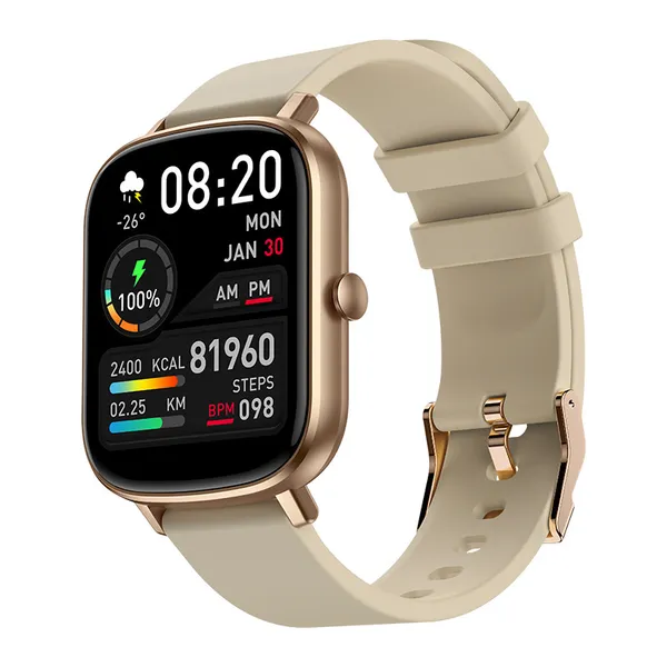 Women's P55 Smart Watch Heart Rate Information Push Step Counting Gold ...