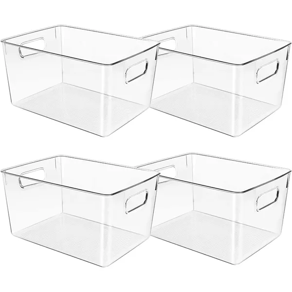 Clear Plastic Storage Containers, 4 Pack, 11 x 7.5 x 6 Inches