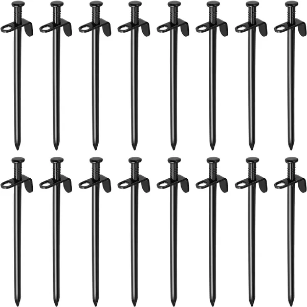 16 Pack 8 Inches Tent Stakes, Heavy Duty Steel Solid Tent Stakes Pegs