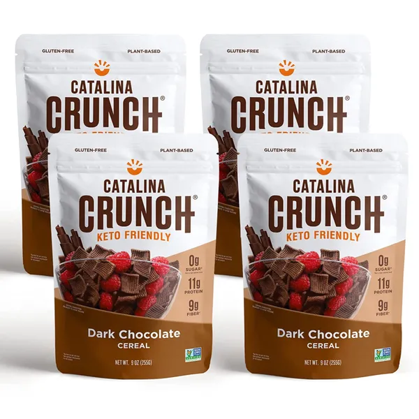 Dark Chocolate Keto Cereal 4 Pack 9oz Bags Low Carb, Sugar Free, Gluten