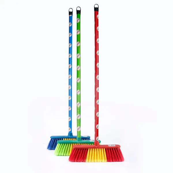 Oaxy Floor Cleaning Indoor Broom with Stick 27cm 3 Color Pack