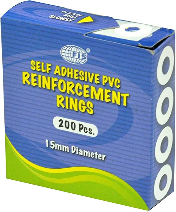 FIS SelfAdhesive 15mm PVC Reinforcement Rings Pack of 200 بالجملة