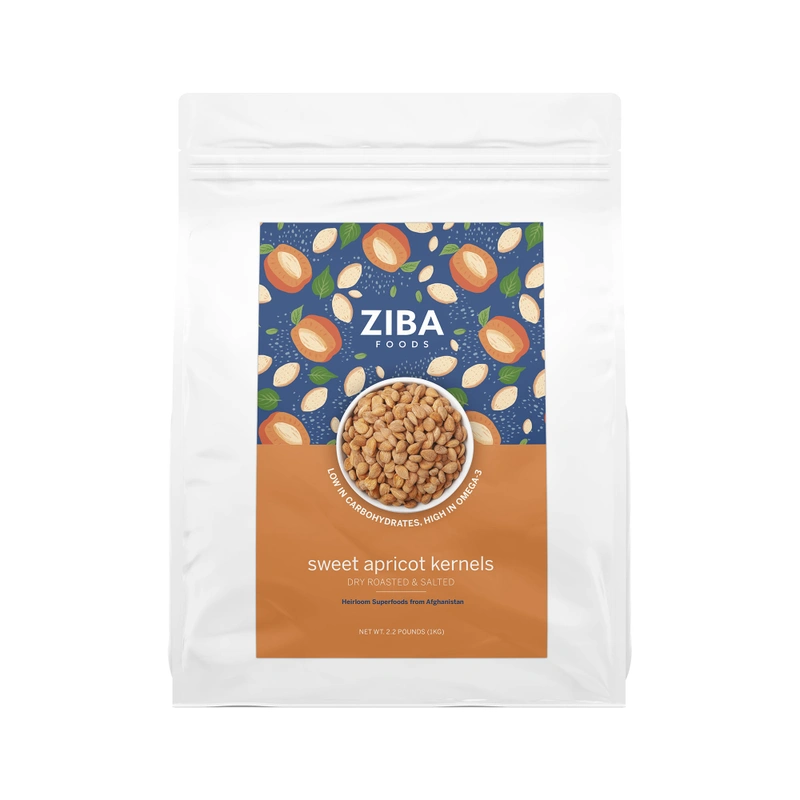 Ziba Foods Sweet Apricot Kernels  Dry Roasted  Salted 1 Kg