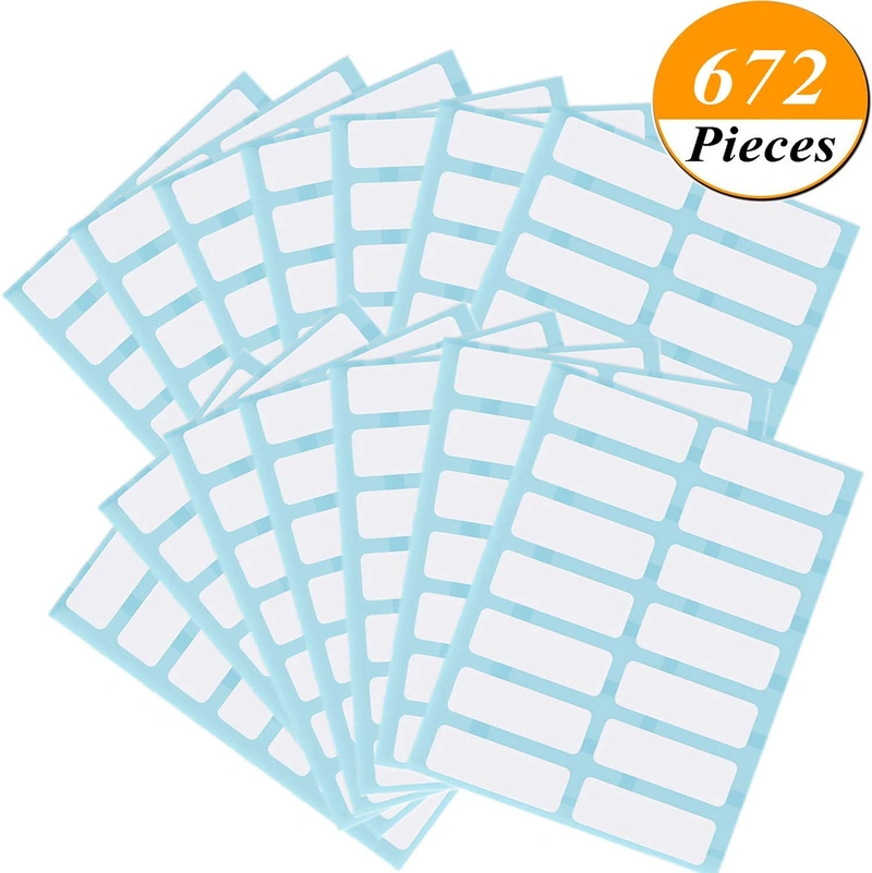 Kenkio 672 Pieces File Folder Labels Name Label Filing Envelopes Accessories Bottle Cup White Rectangle Price Stickers