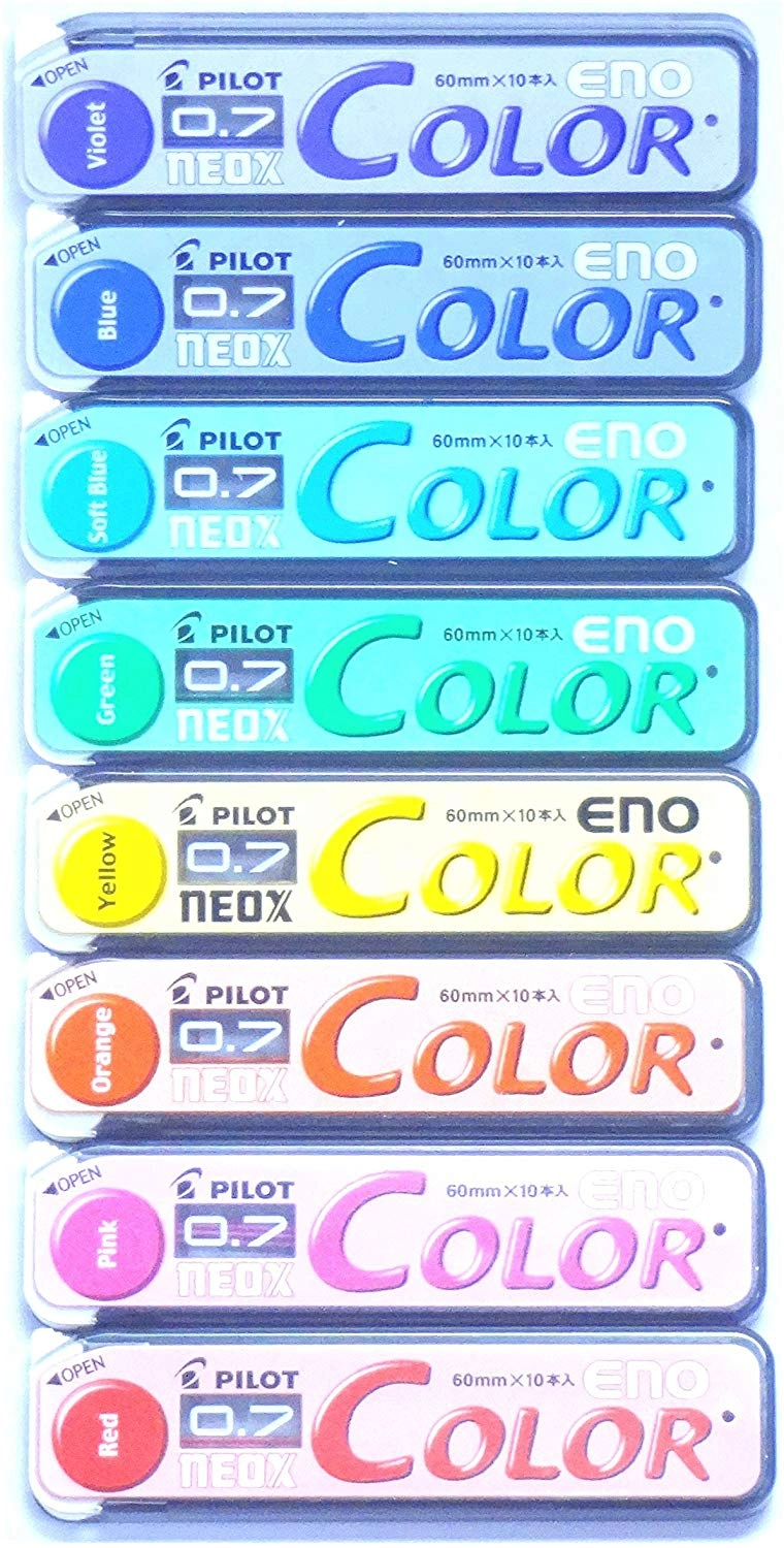 Pilot Color Eno Neox Mechanical Pencil Lead, 0.7 mm , 8 color set (Japan Import) [Komainu-Dou Original Package]