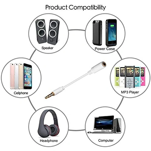 Ancable TRRS Male To Female Slim Headphone Jack Extension Cord White 3