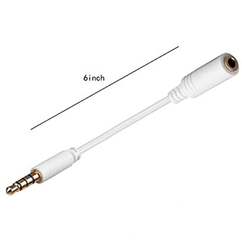 Ancable TRRS Male To Female Slim Headphone Jack Extension Cord White 3