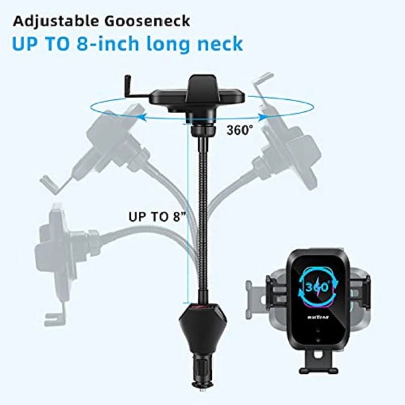 Piosoo Car Cigarette Lighter Wireless Charger Phone Holder Mount Black