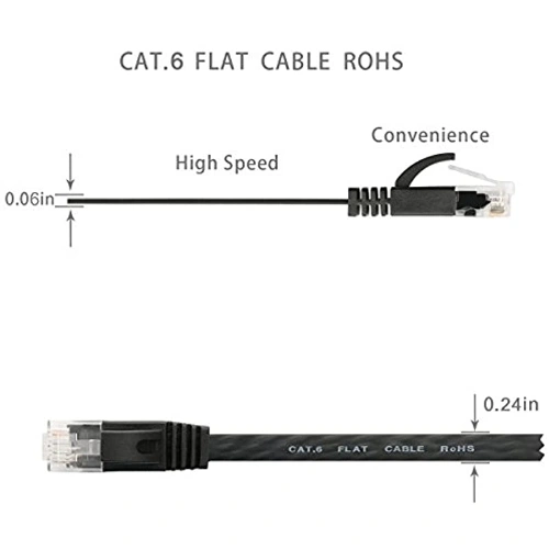 Jadaol High Speed Cat 6 Cable Black 25Ft Jacat625Ftba