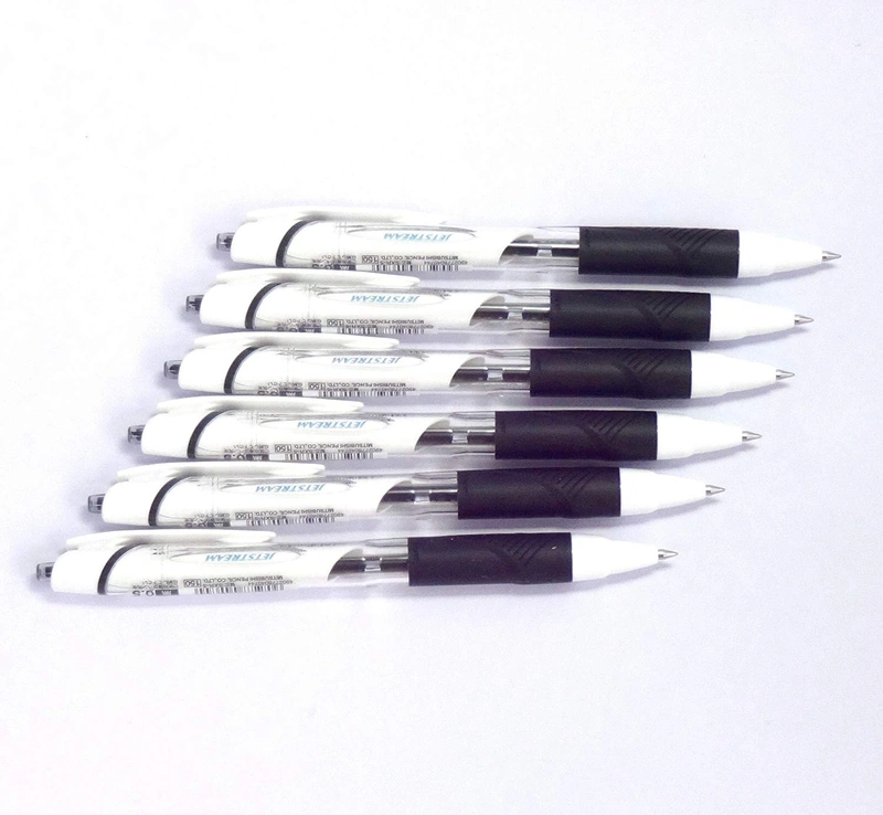 Uni Jetstream Standard Ballpoint Pen, 0.5 mm, Black Ink, White Body, 6 pens per Pack (Japan Import) [Komainu-Dou Original Package]