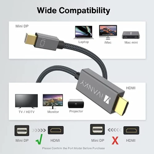 Ivanky DisplayPort to HDMI Cable Grey 6.6ft ‎IVANKY-DC02, Wholesale Prices