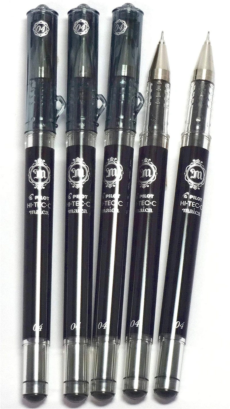 Pilot Hi-Tec-C Maica Gel Ink Pen Black, 0.4 mm, 5 pens per Pack (Japan import) [Komainu-Dou Original Package]