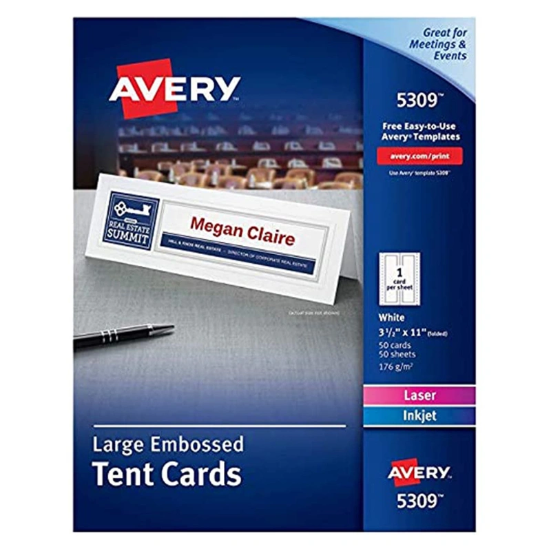 Avery Printable Large Laser and Inkjet Printer Card White 3.5 x 11Inch 5309 50Piece Wholesale