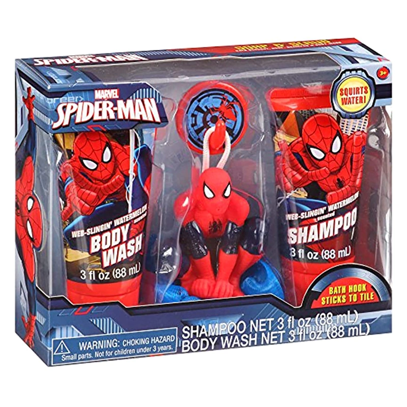 Spider-Man Soap and Scrub Body Wash and Shampoo Set, 4 pieces