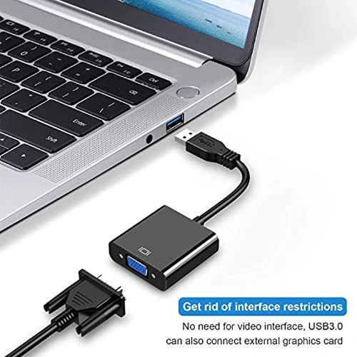 Chioins USB to VGA Adapter Black 7.76 x 4.53 x 0.71Inch BXU3TVAX