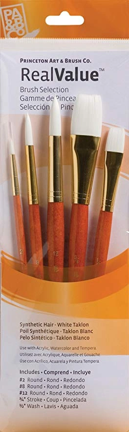 Princeton Art & Brush Co Synthetic White Taklon Brush Set Pack of 5