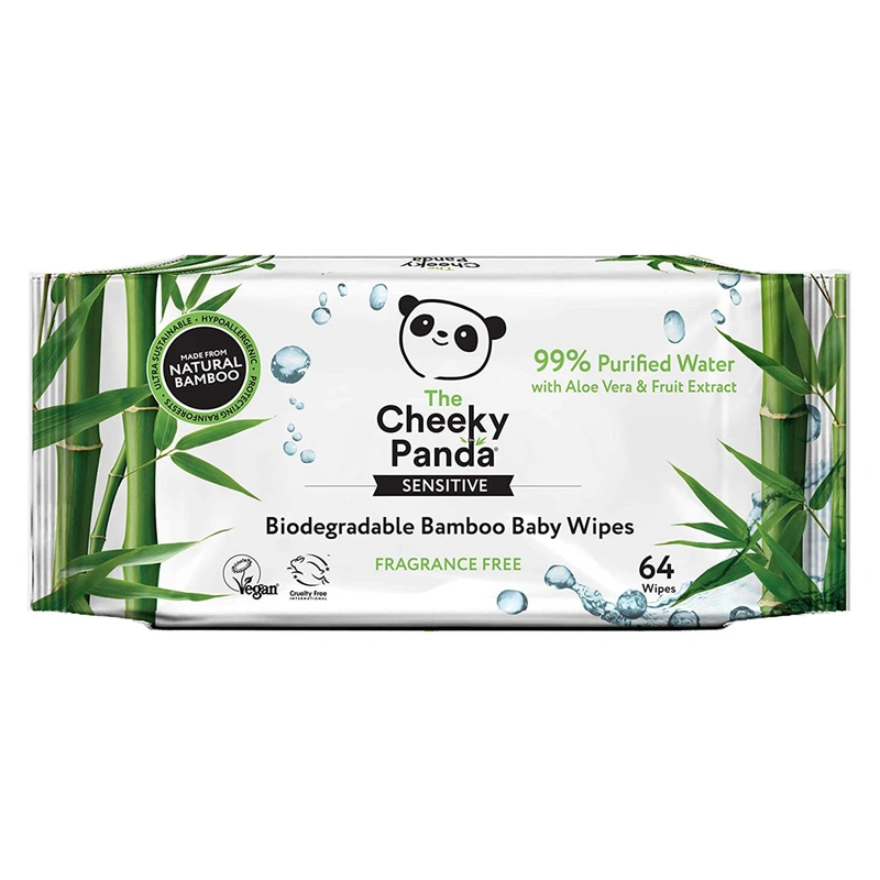 Cheeky Panda Biodegradable Bamboo Baby Wipes 64 Sheets