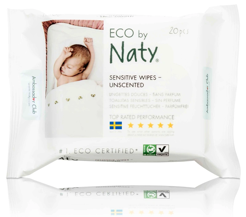 Naty Wipes Travel Pack Unscented 20 Sheets
