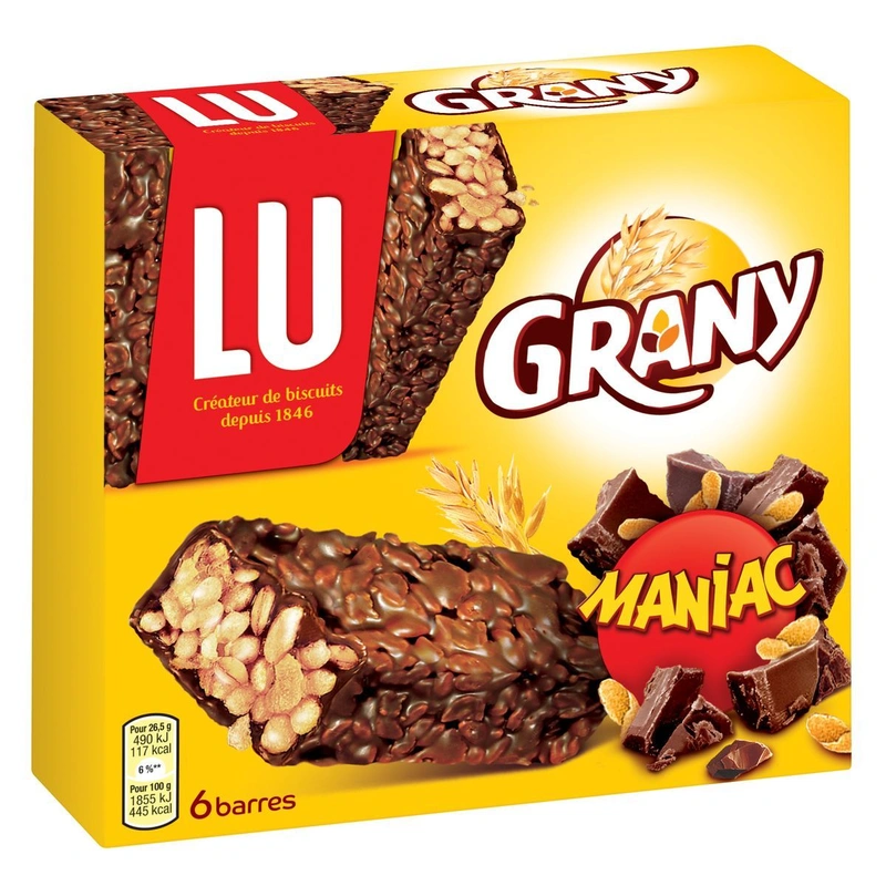 Lu Grany Maniac Chocolate Cereal Bars 160 gr - Expiry Date 31/12/2023