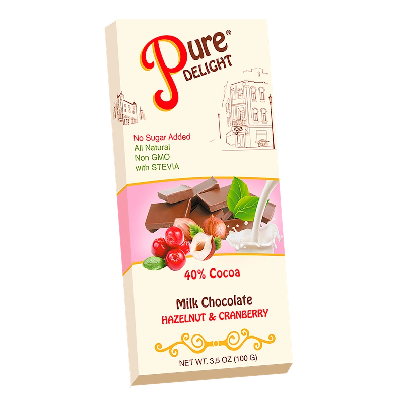 Pure Delight Huzelnut And Cranberry Milk Chocolate 80 Gr