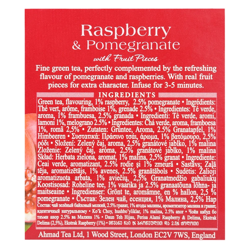 Ahmad Tea Raspberry & Pomegranate Tea Bags 20 X 2 Gr