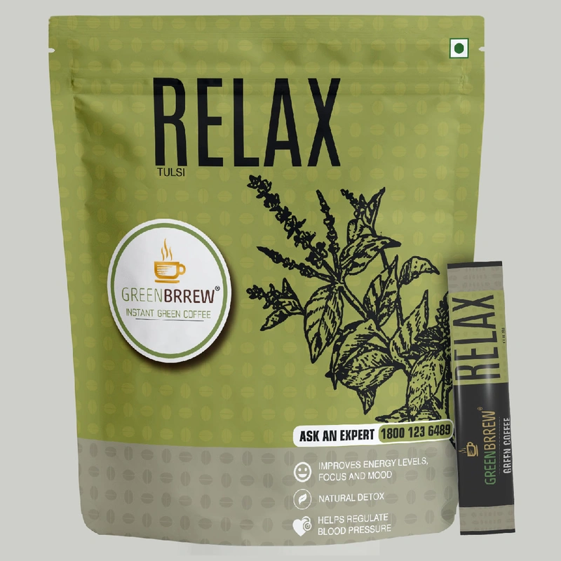 Greenbrrew Relax Tulsi Instant Green Coffee Mix 20S 30 Gr