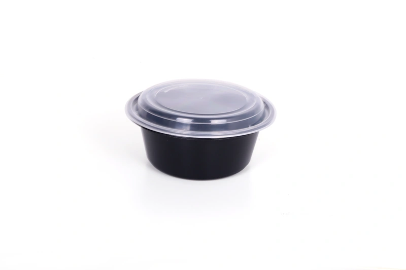 Hotpack Black Base Round Container With Lids 1.2 Lt 150 Pieces