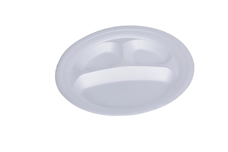 Hotpack Round Foam Plate Set White 3 Compartment 10 Inch 500 Piece