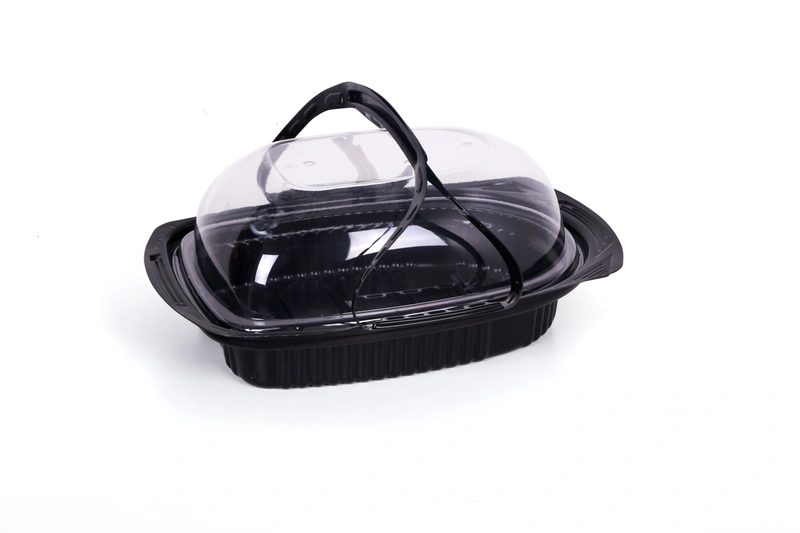 Hotpack Black Base PP Chicken Container With Lids 80 Pieces