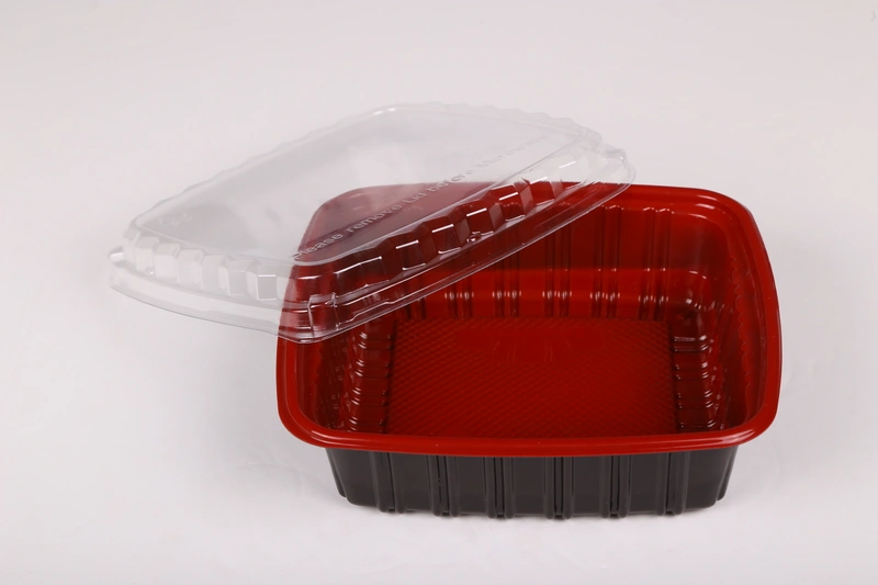 Hotpack Red And Black Base Container With Lids 800 ml 300 Pieces