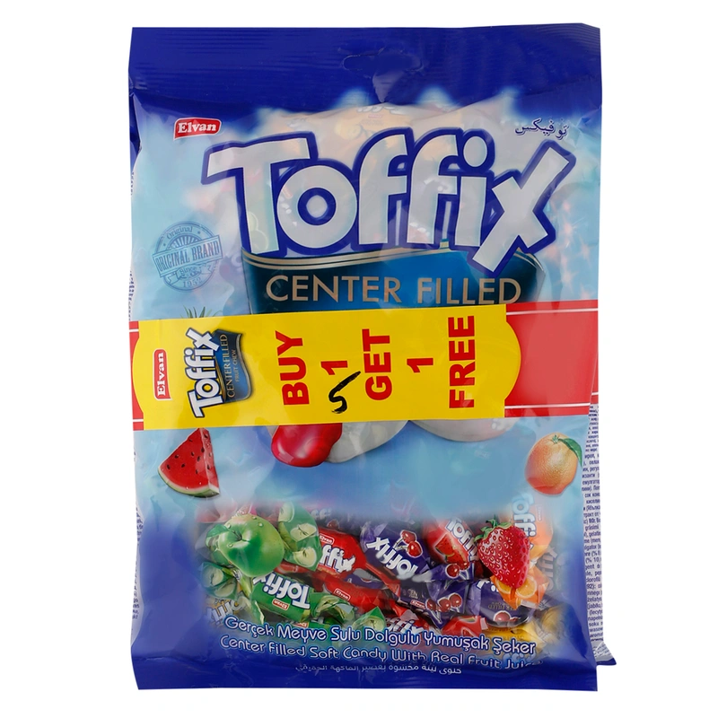 Elvan Toffix Center Filled Fruit Soft Candy 350g x 2 Wholesale Prices