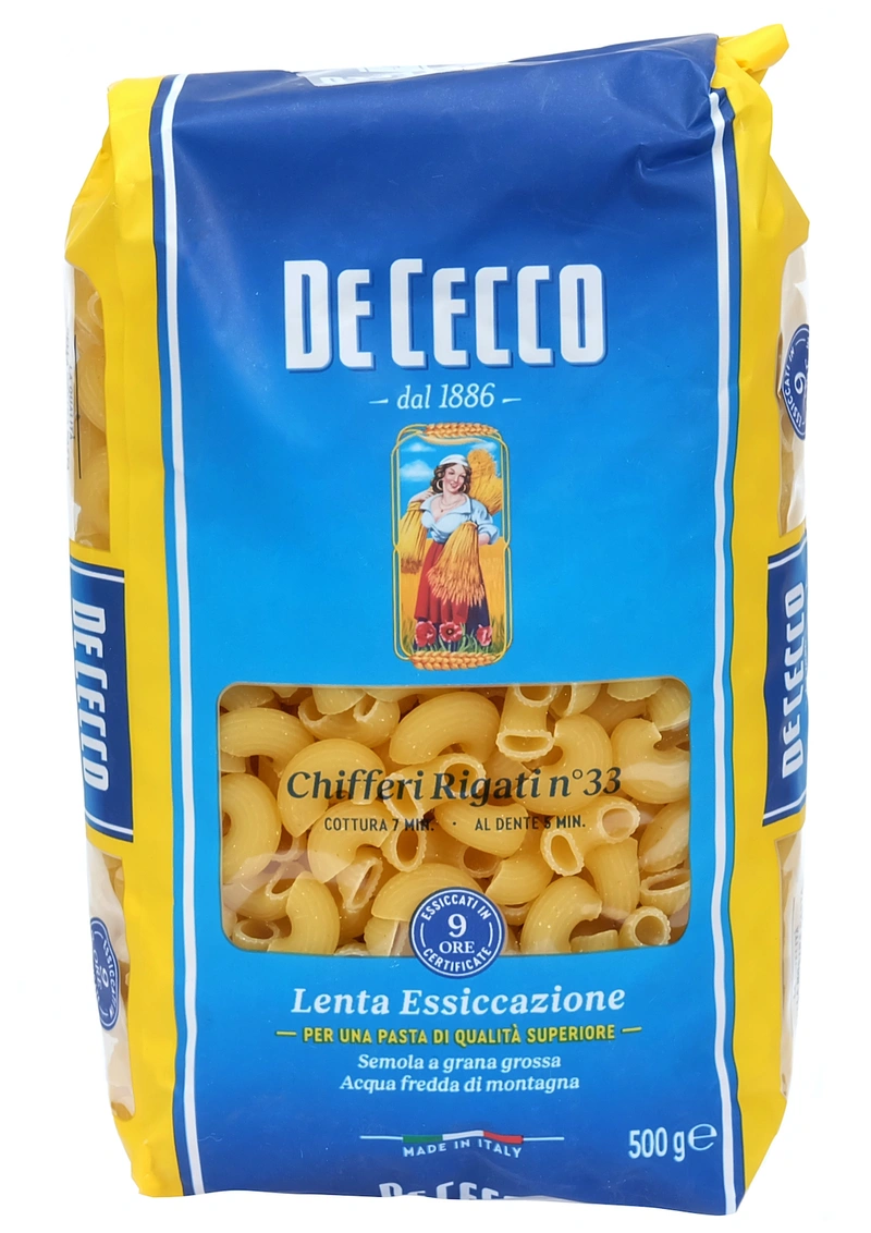 De Cecco Pasta Chifferi Rigate No. 33 500g x 24 Wholesale Prices