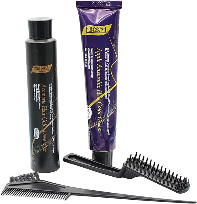 Auroma Apple Anaerobic Hair Color Cream Natural Black S01 100 ml Expiry