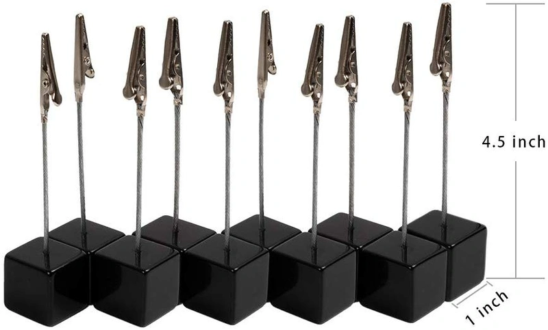 Nuolux 10pcs Memo Clip Holder Stand with Alligator Clasp for Pictures Card Paper Note Clip (Black)