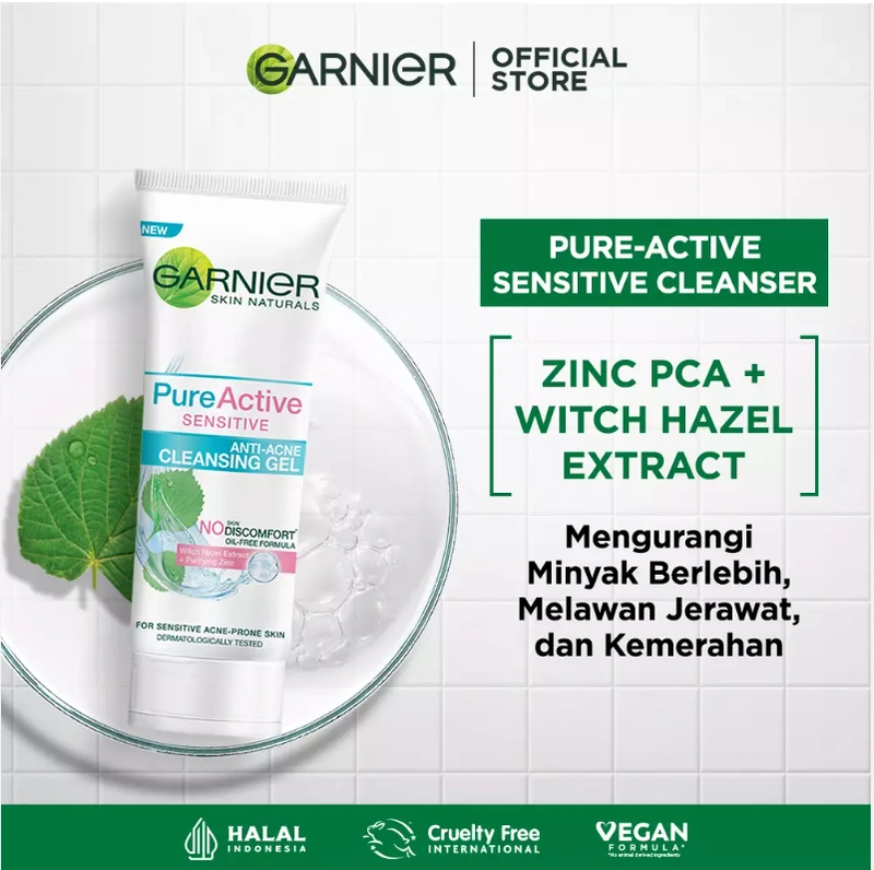 Garnier Pure Active Sensitive Anti-Acne Cleansing Gel 100ml