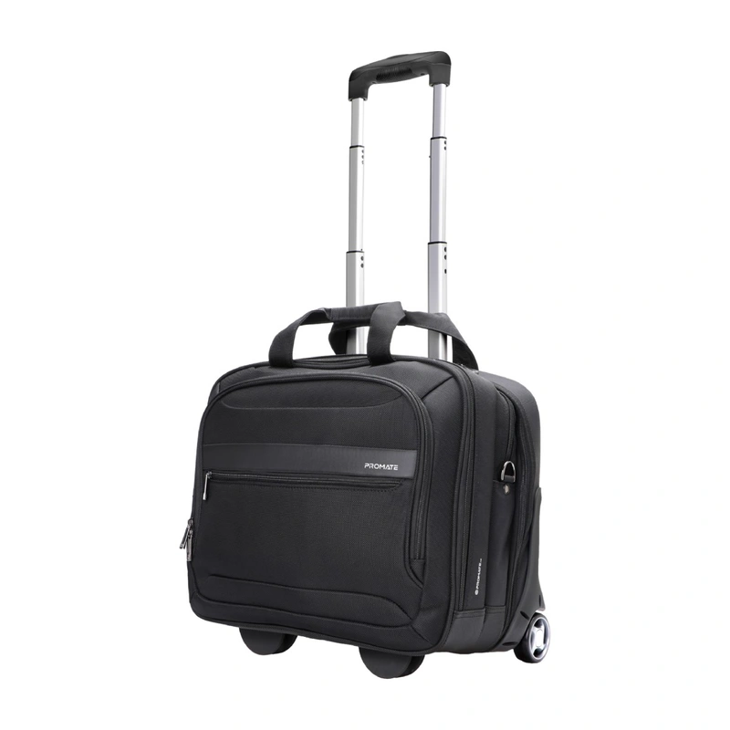Promate Trolley Bag, Versatile 2In1 Lightweight Trolley Laptop Bag