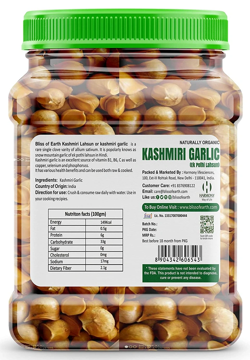 Bliss of Earth Naturally Organic Kashmiri Garlic 500 gm From Indian