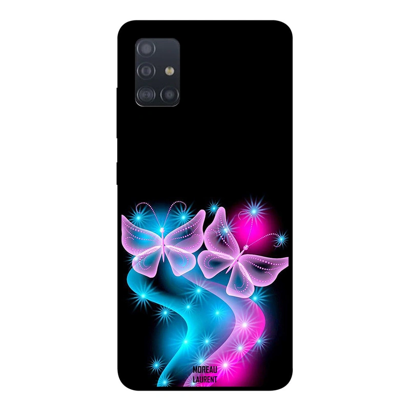 Moreau Laurent Samsung Galaxy A51 Protective Case Cover Butterfly Pink Black Background